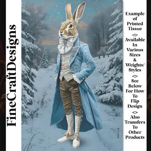 Papel De Seda Lebre Caprichosa Vestida de Azul, Decoupagem Snow