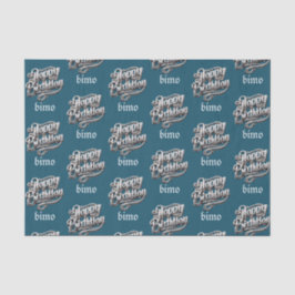 Papel De Seda legal aniversário feliz ciano elegante e luxo