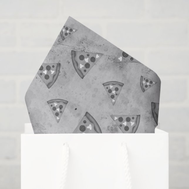 Papel De Seda Legal fatias de pizza com padrão de cinzas pretas  (Sacola de presentes)