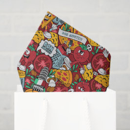 Papel De Seda legal padrão de festas com pizza 