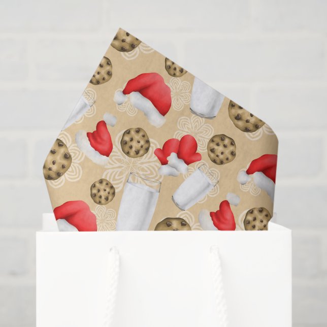 Papel De Seda Leite e biscoitos de Natal padrão em série (Sacola de presentes)