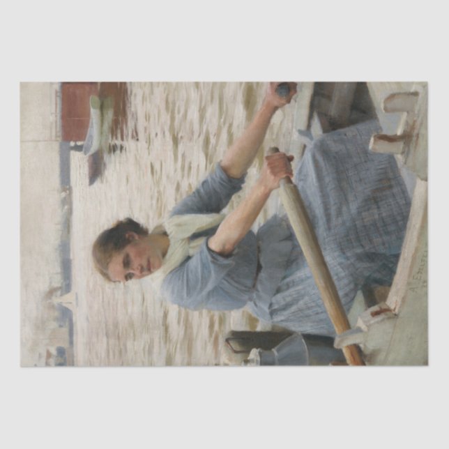 Papel De Seda Leite Maid em um Barco Remoso (por Albert Edelsens (Frente )