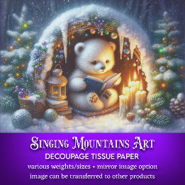 Papel De Seda Leitura de Urso Polar Cachorro por Decoupage à Luz