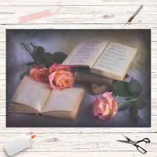 Papel De Seda Leitura Romântica Com Rosas De Espírito Livre