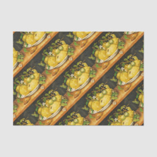 PAPEL DE SEDA LEMÕES FRUTAS DA SEASON E FLORES BRANCOS