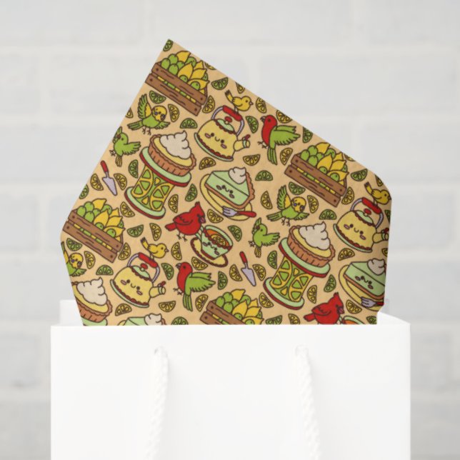Papel De Seda Lemon & Lime Twitter pattern tissue paper (Sacola de presentes)