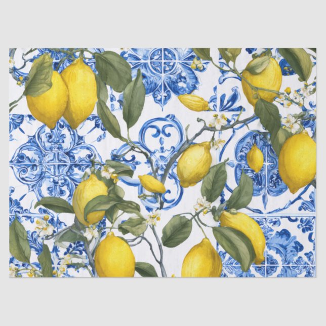 Papel De Seda Lemon Mediterranean Decorative Tissue Wrap Paper (Frente )