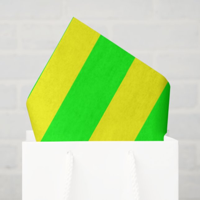 Papel De Seda Lemon Yellow and Lime Green Stripes  (Sacola de presentes)