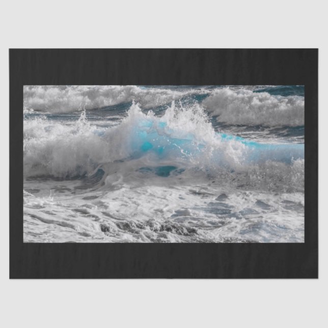 Papel De Seda lenço de ondas oceânicas (Frente )