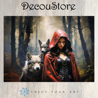 Papel De Seda Lenço Vermelho e os Lobos Silenciosos Decoupage