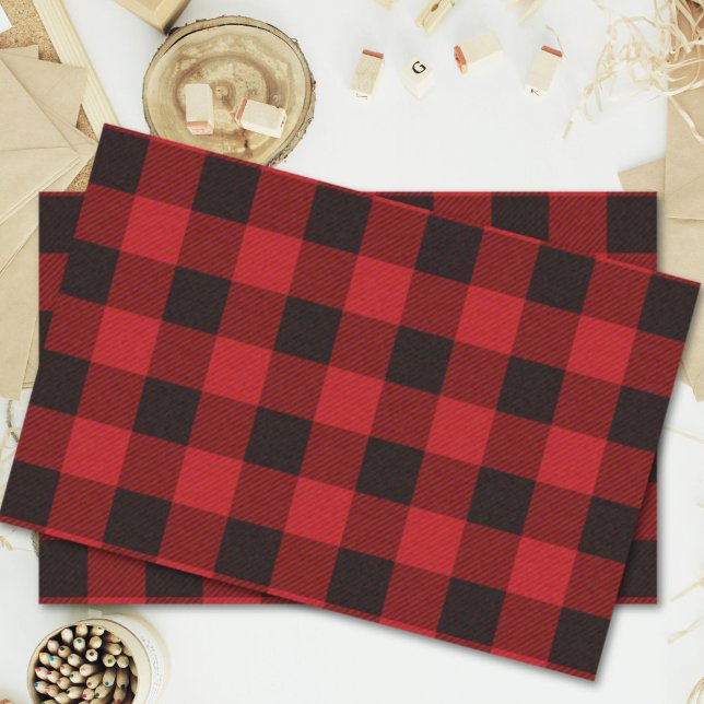 Papel De Seda lenhador de inverno rústico xadrez vermelho de búf (rustic winter lumberjack red buffalo plaid party tissue paper)