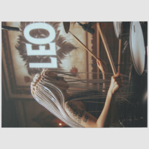 Papel De Seda Leo Zodiac Musical Drums Decoupage