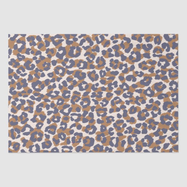 Papel De Seda Leopard Print-Blue e Brown- (Frente )