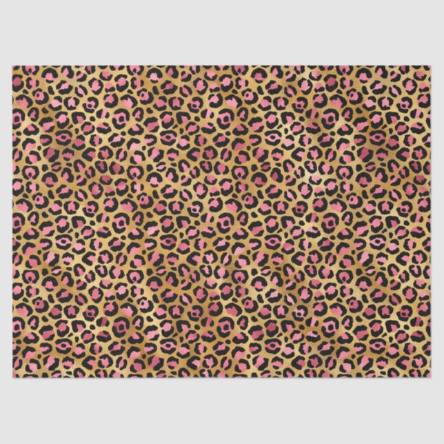 Papel De Seda Leopard Series Design 13 rosa e Dourada (Frente )