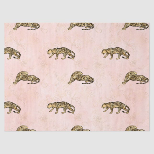 Papel De Seda Leopard Series Design 18 rosa e Dourada (Frente )