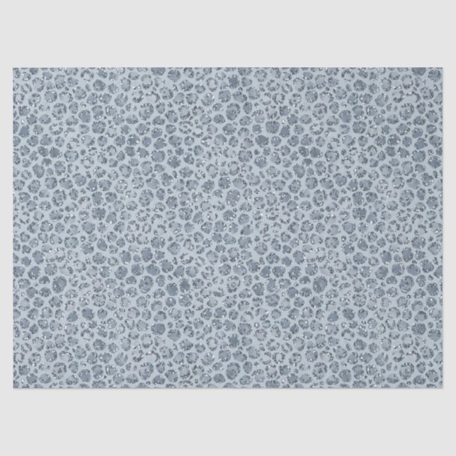 Papel De Seda Leopardo Azul de Denim Glitter     (Frente )