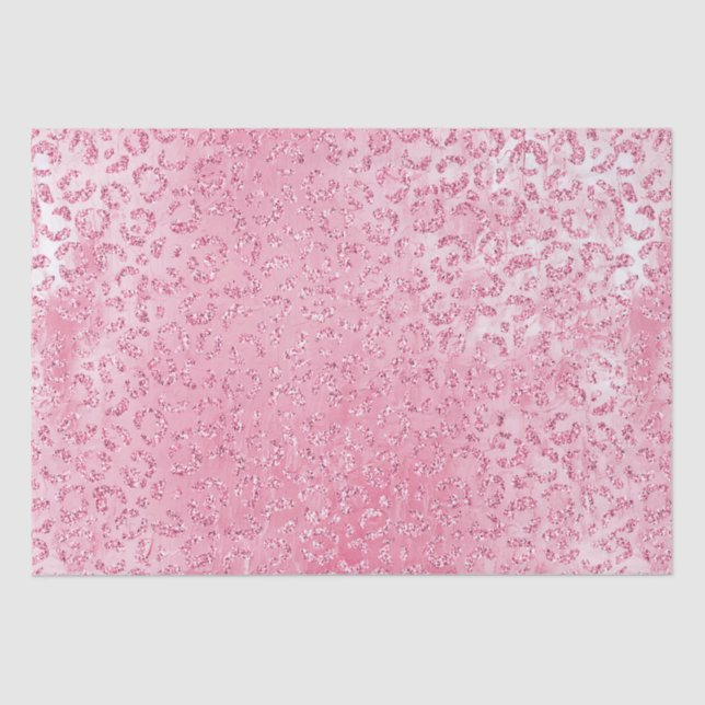 Papel De Seda Leopardo bonito Glitter Rosa-Rosa (Frente )