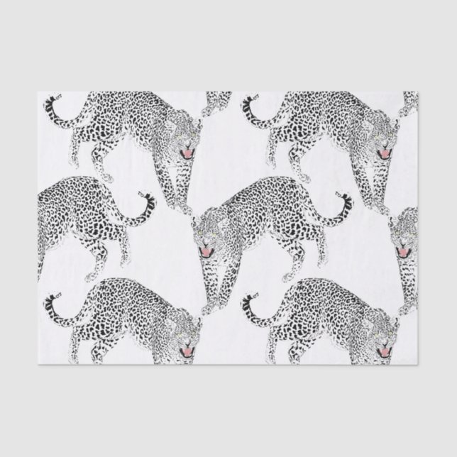Papel De Seda Leopardo Branco Negro (Frente )