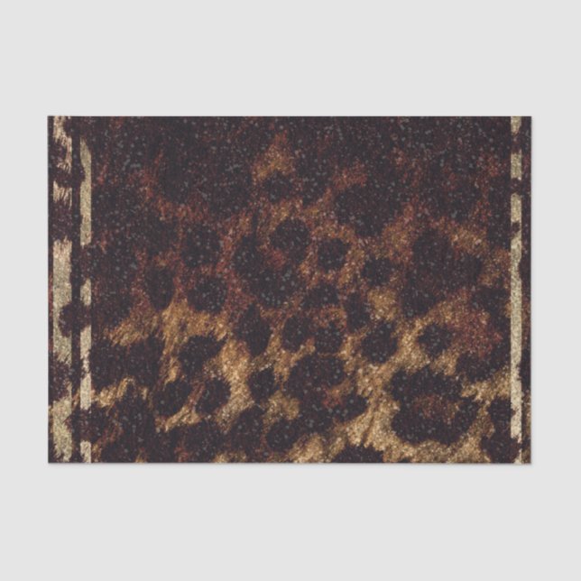 Papel De Seda Leopardo Brilhante Estampa de Animal Selvagem Exót (Frente )
