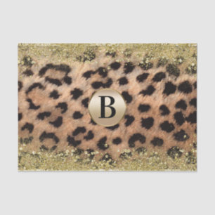 Papel De Seda Leopardo Cheetah Animal Imprimir Monograma Dourado