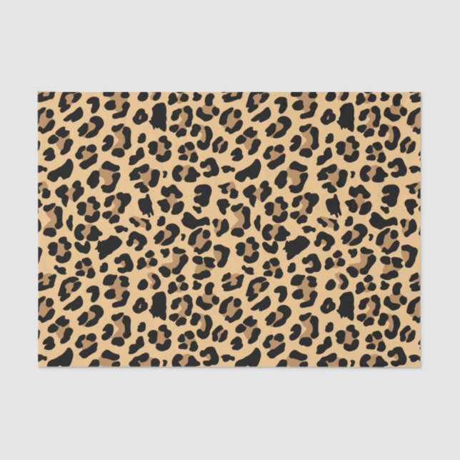 Papel De Seda Leopardo Clássico Imprime Castanho e Preto (Frente )