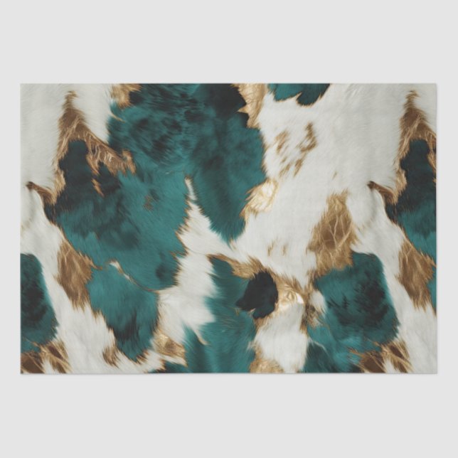 Papel De Seda Leopardo Dourado branco verde (Frente )