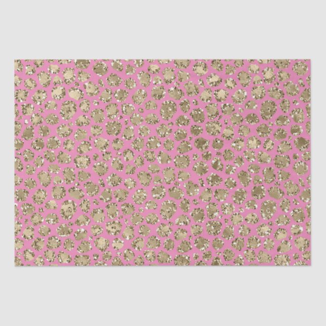Papel De Seda Leopardo Dourado Glam Cor-de-Rosa (Frente )