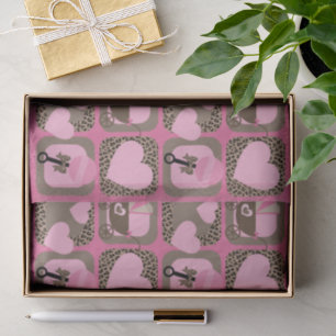 Papel De Seda Leopardo e Bebê Rosa Padrão