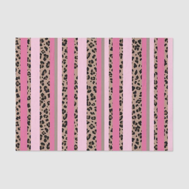 Papel De Seda Leopardo Listrado e Rosa (Frente )
