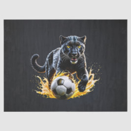 Papel De Seda Leopardo negro brincando com um futebol.