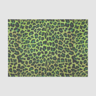 Papel De Seda Leopardo Negro e Impressão Verde