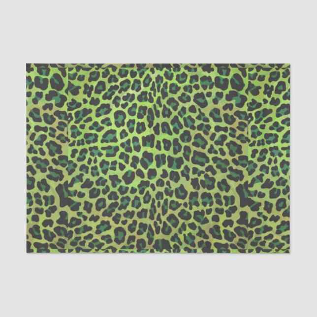 Papel De Seda Leopardo Negro e Impressão Verde (Frente )