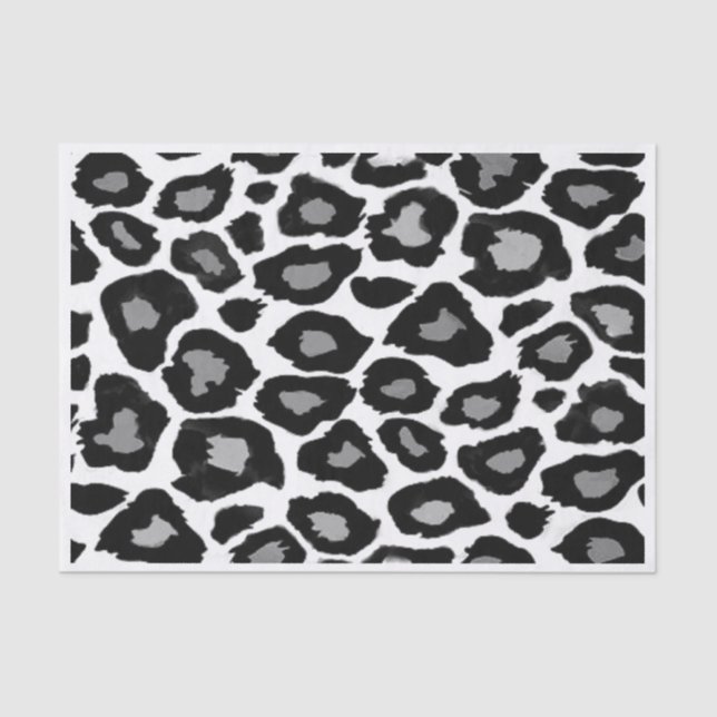 Papel De Seda Leopardo - preto e branco (Frente )