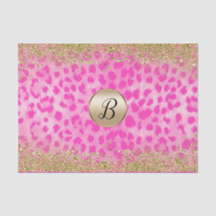 Papel De Seda Leopardo Rosa Cheetah Impressão do Monograma da Li