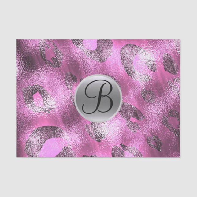 Papel De Seda Leopardo rosa - Leopardo brilhante Monograma Elega (Frente )