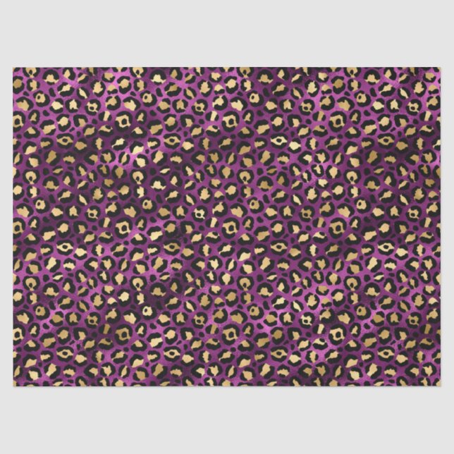 Papel De Seda Leopardo roxo e Dourado Design 1 (Frente )