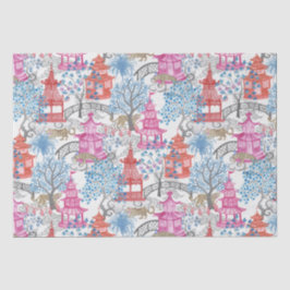 Papel De Seda Leopardos do partido na floresta de Pagoda em rosa