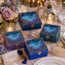 Papel De Seda Leque Índigo Celestial com Fio de Ouro em Filigran
