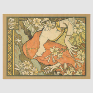 Papel De Seda L'Ermitage Mulher Francesa Nouveau no Campo de Flo