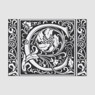 Papel De Seda Letra C Monograma Medieval Art Nouveau