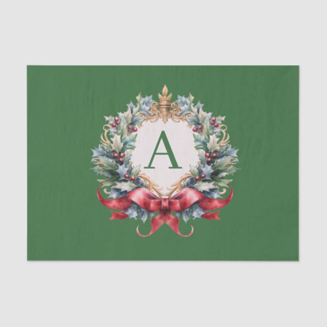 Papel De Seda Letra Elegante Monograma de Natal (Frente )