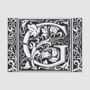 Papel De Seda Letra G Monograma Medieval Art Nouveau