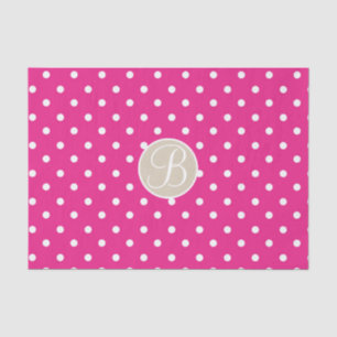 Papel De Seda Letra Inicial Monograma com Pontos Polka Brancos R