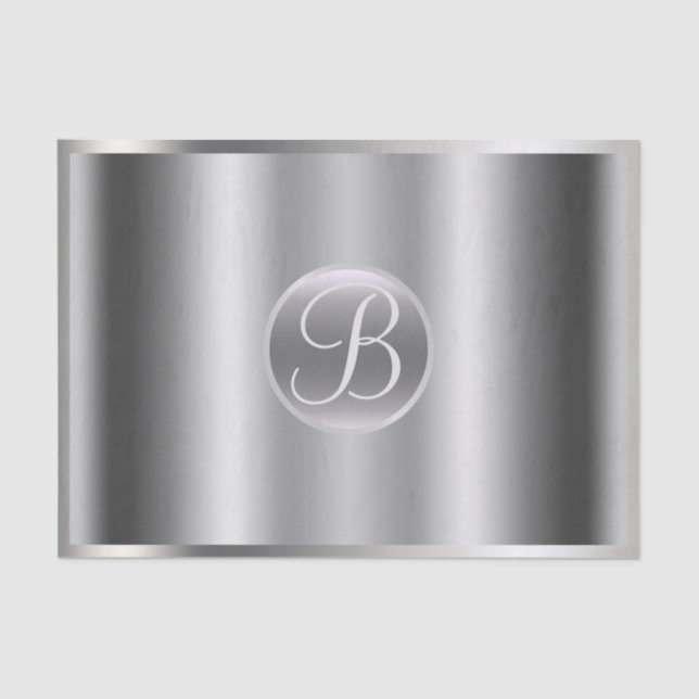 Papel De Seda Letra Inicial Monograma Elegante Brilho Glamour Pr (Frente )