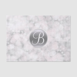 Papel De Seda Letra Inicial Monograma Luzes Brilho Glam Branco