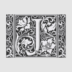 Papel De Seda Letra J Monograma Medieval Art Nouveau