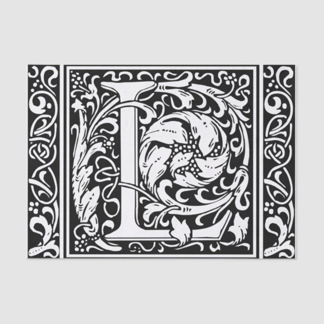 Papel De Seda Letra L Monograma Medieval Art Nouveau (Frente )