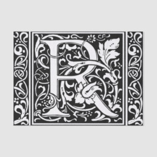 Papel De Seda Letra R Monograma Medieval Art Nouveau