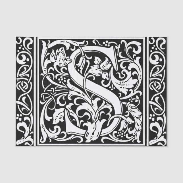 Papel De Seda Letra S Monograma Medieval Arte Nova (Frente )