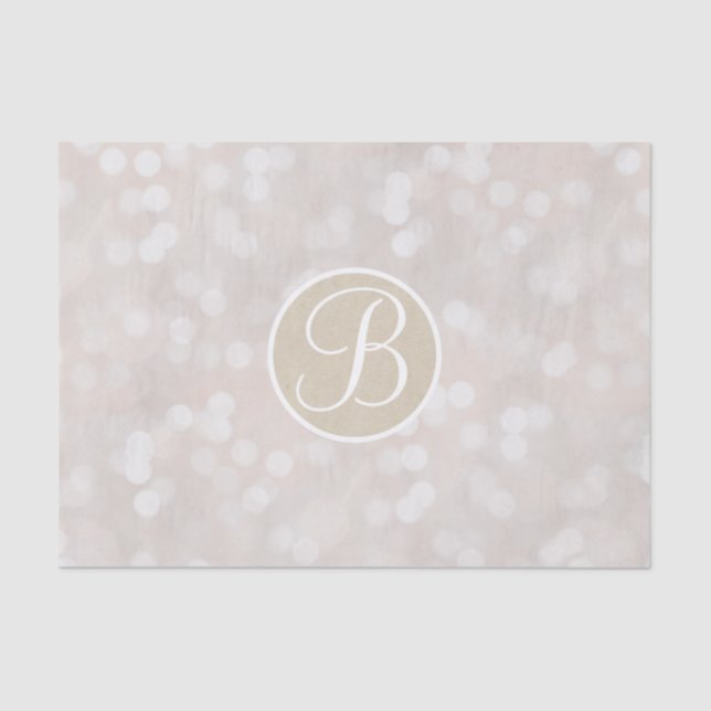 Papel De Seda Letra White Bokee Luzes Sparkle Monograma - Letra  (Frente )